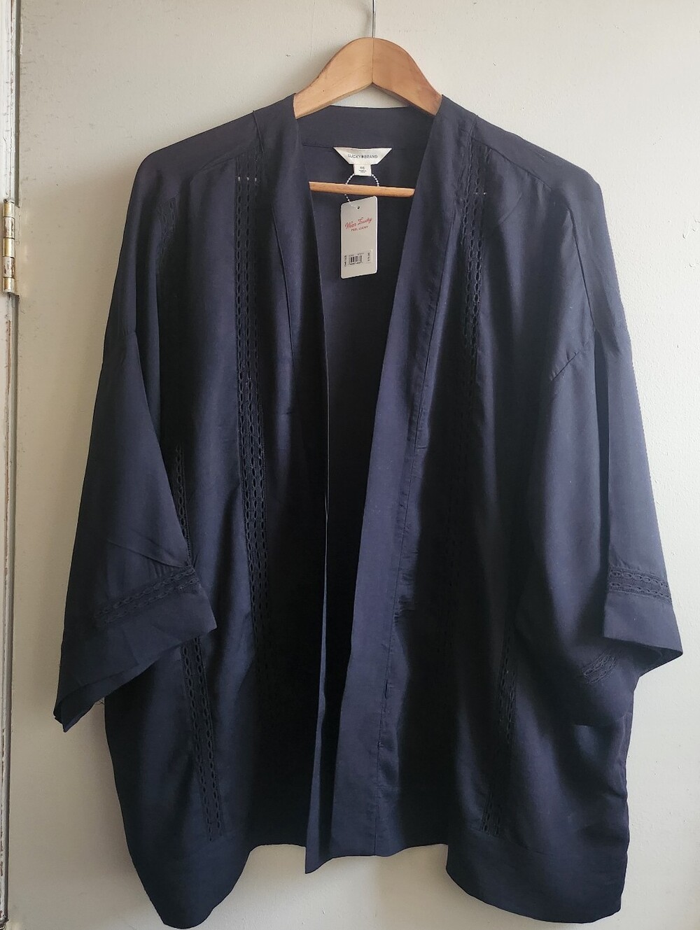 Black Open-Front Kimono Jacket